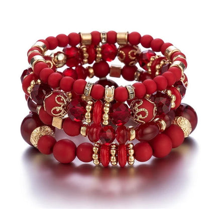 Conjunto Premium com 4 Pulseiras Boho de Cristal