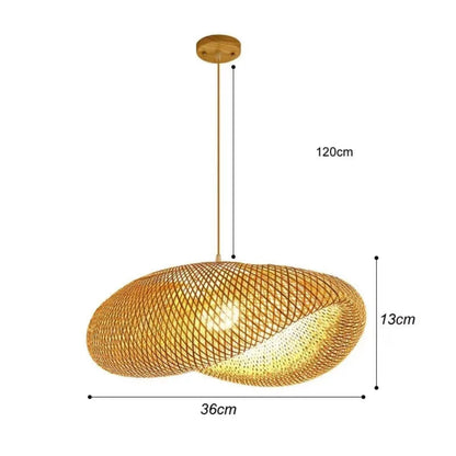Luminária Pendente Premium em Bambu e Rattan Trançada à Mão