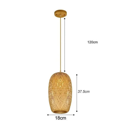 Luminária Pendente Premium em Bambu e Rattan Trançada à Mão