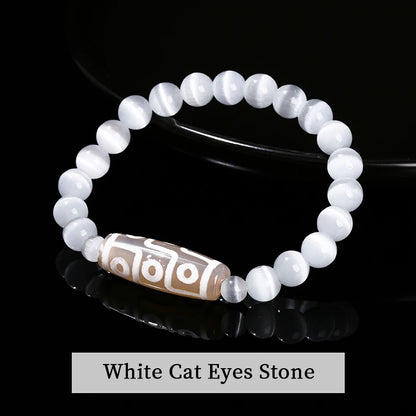 Pulseira Tibetana Premium JD com Ágata Dzi de Nove Olhos Verde Natural