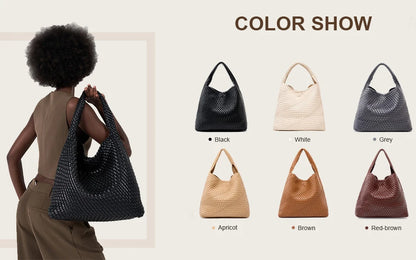 Bolsa Tote Trançada Feminina Premium Grande com Couro Macio