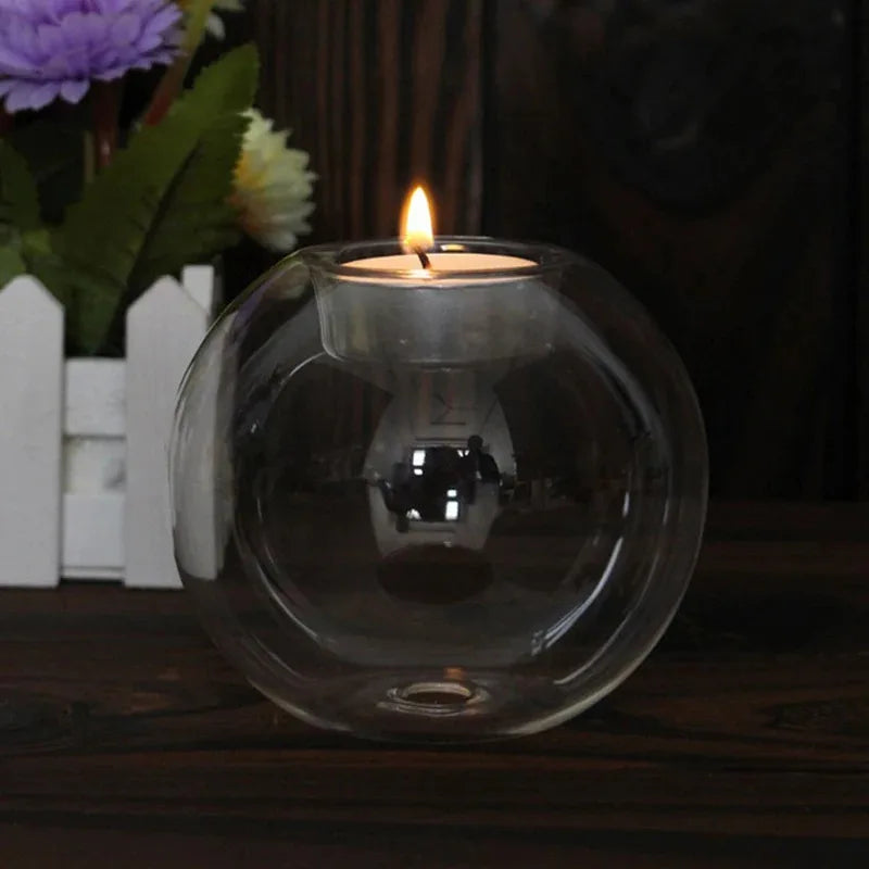 Porta-Velas de Vidro Redondo Premium Estilo Europeu