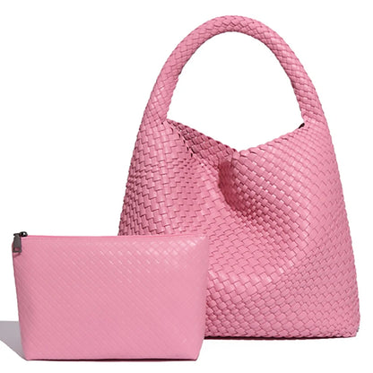 Bolsa Tote Trançada Feminina Premium Grande com Couro Macio
