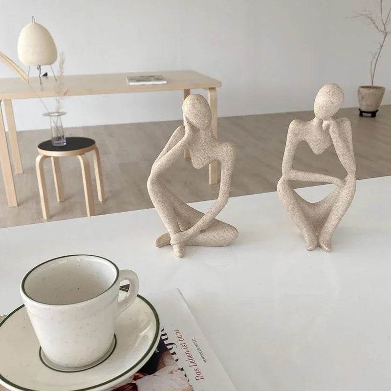 Sand Color The Thinker Abstract Statues Sculptures Yoga Figurine Nordic Living Room Home Decor Decoration Maison Desk Ornaments - Aloha Spirit Store