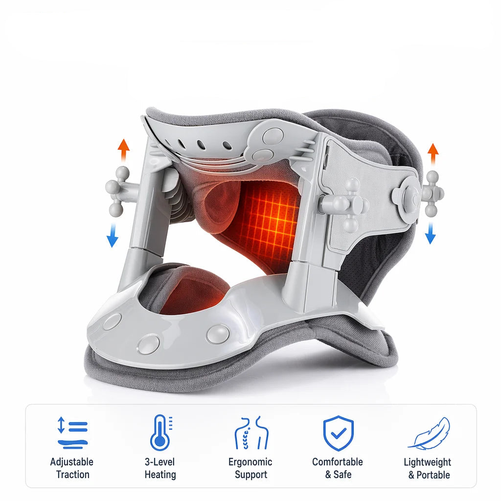 Dispositivo Premium Ajustável de Tração Cervical com Aquecimento