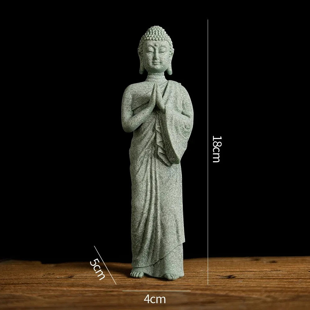 Estátua de Buda Premium em Arenito Verde