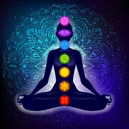 Quadro Premium Buda Indiano em Meditação com os 7 Chakras
