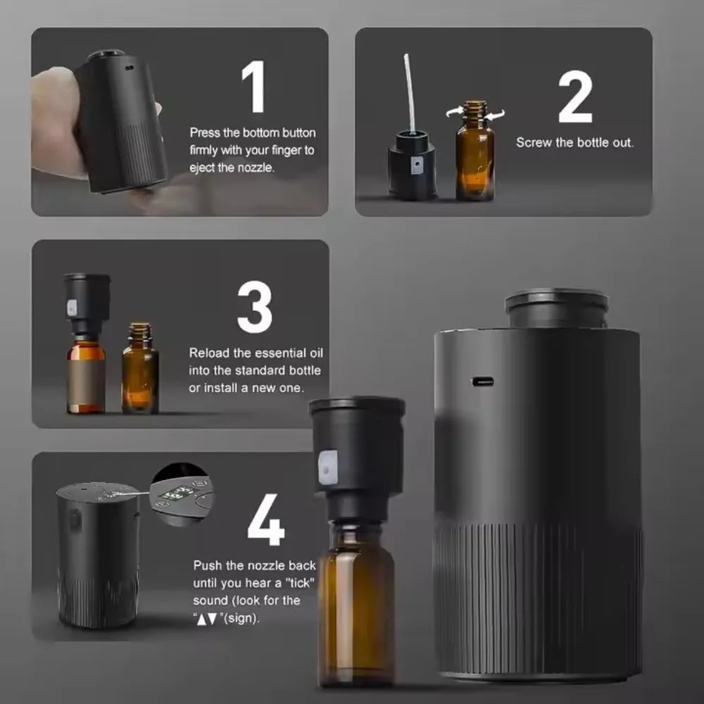 Difusor Portátil Premium de Óleos Essenciais Recarregável