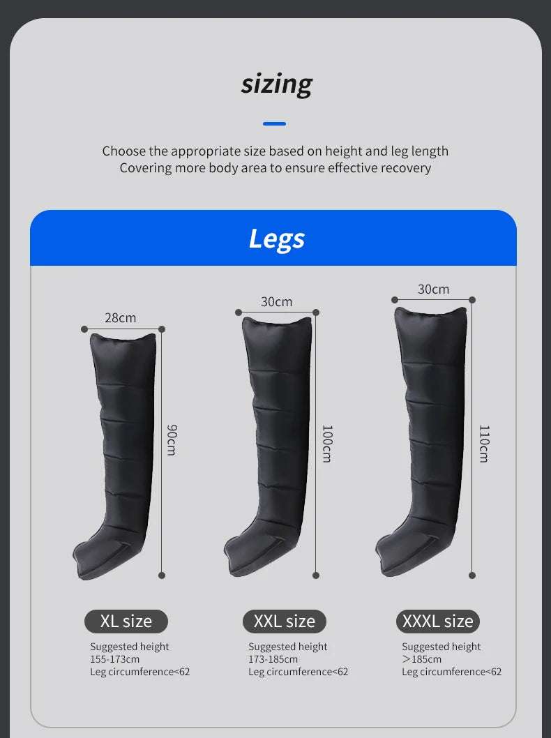 Botas de Pressoterapia Premium JILI com 6 Câmaras