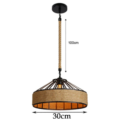 Luminária Pendente Premium em Bambu e Rattan Trançada à Mão