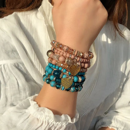 Conjunto Premium com 4 Pulseiras Boho de Cristal