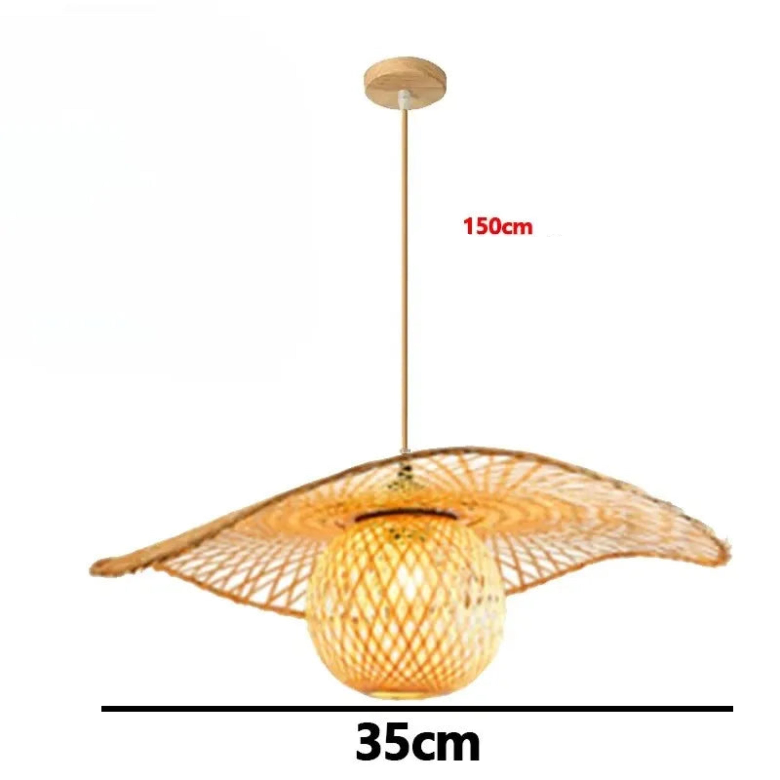 Luminária Pendente Premium em Bambu e Rattan Trançada à Mão