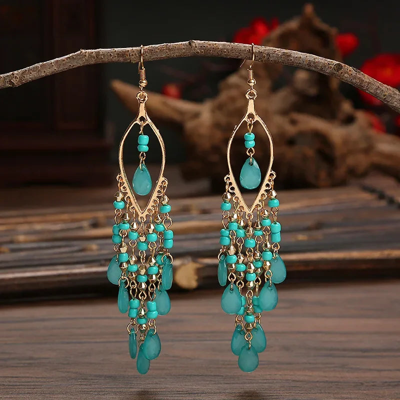 Brincos Longos Boho Étnico Premium