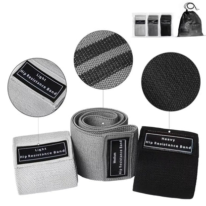 Kit Premium de Faixas de Resistência em Tecido para Glúteos e Coxas