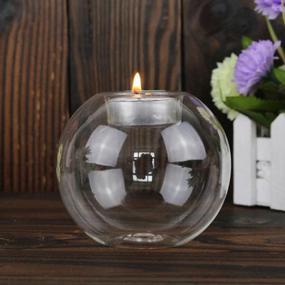 Porta-Velas de Vidro Redondo Premium Estilo Europeu