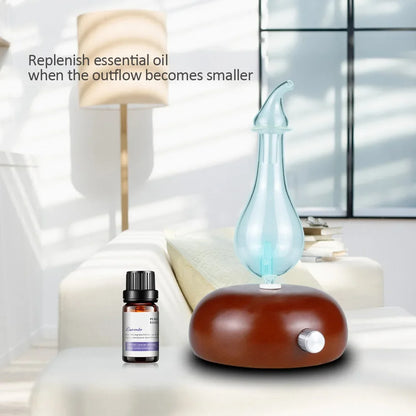 Difusor Nebulizador Luxuoso de Óleos Essenciais em Madeira e Vidro