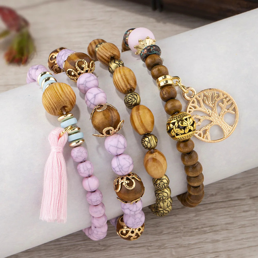 Conjunto Premium de Pulseiras Boho Árvore da Vida