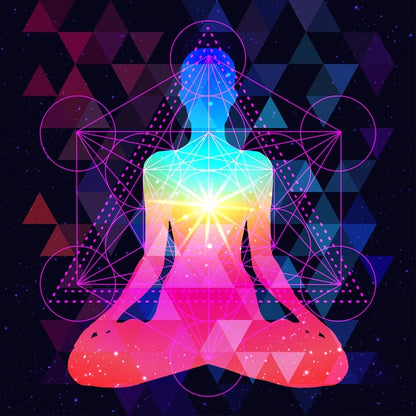 Quadro Premium Buda Indiano em Meditação com os 7 Chakras