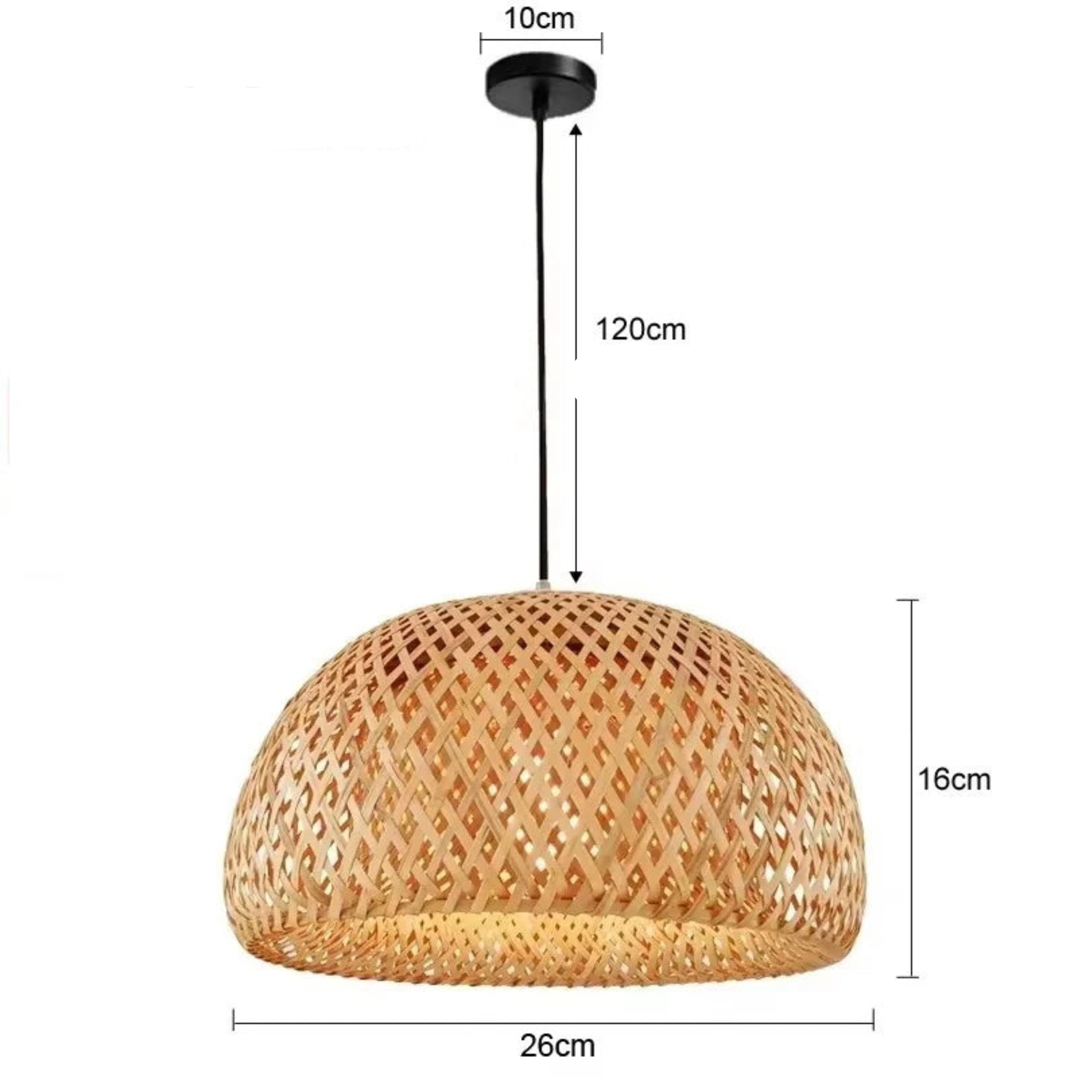 Luminária Pendente Premium em Bambu e Rattan Trançada à Mão