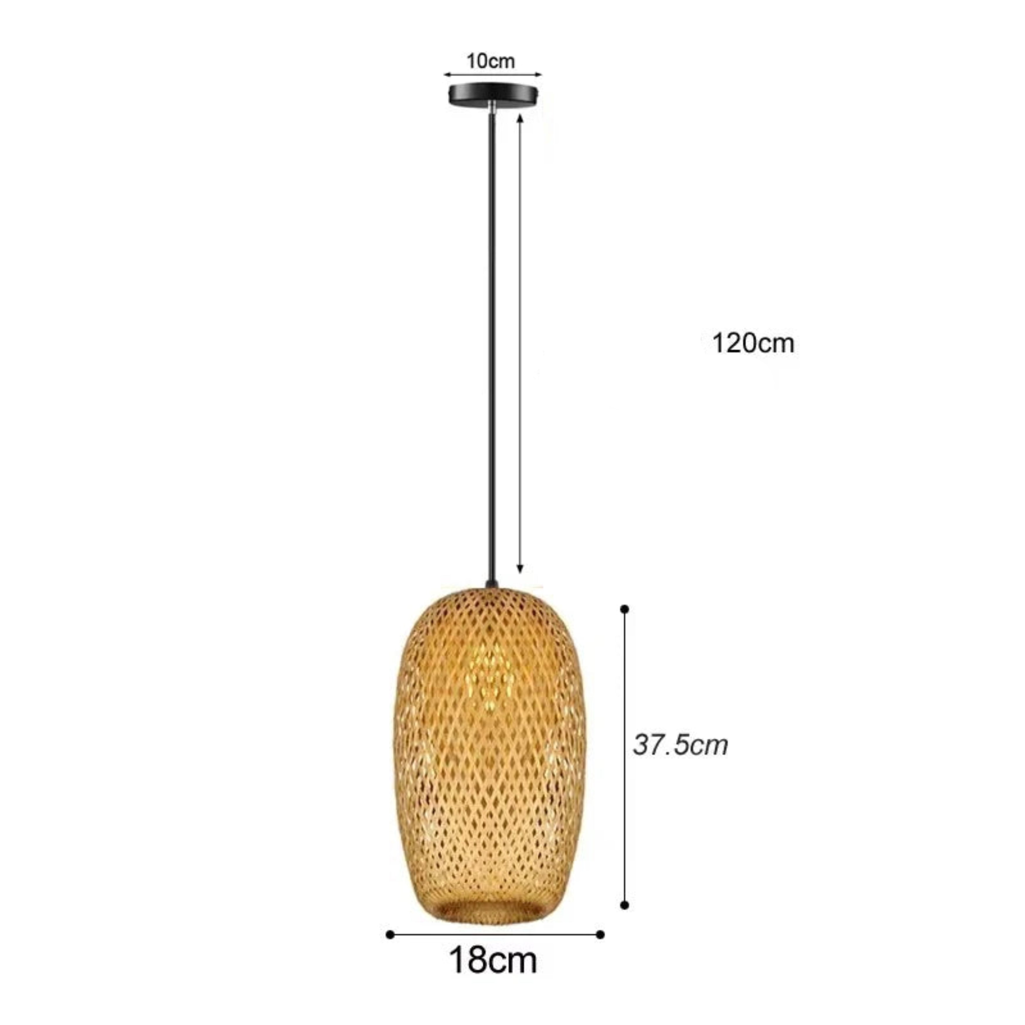 Luminária Pendente Premium em Bambu e Rattan Trançada à Mão