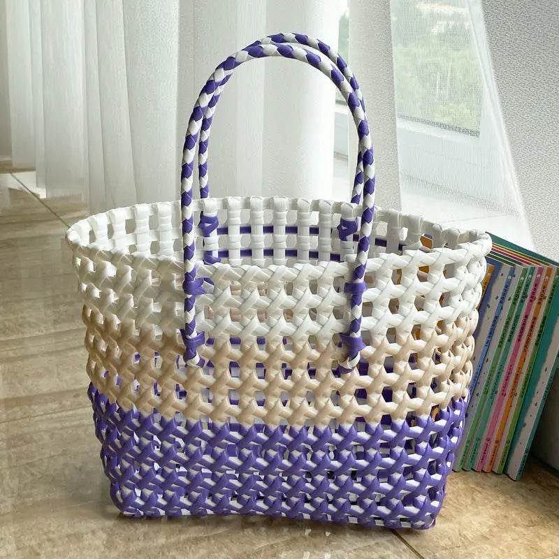 Ins Fashion Handmade Woven Large Capacity Bag Storage Basket Shopping Basket the Beach Bag Portable Vegetable Basket - Aloha Spirit Store