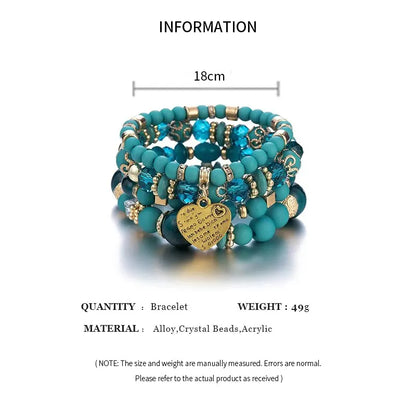 Conjunto Premium com 4 Pulseiras Boho de Cristal