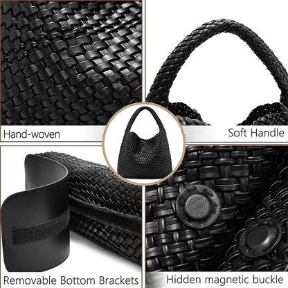 Bolsa Tote Trançada Feminina Premium Grande com Couro Macio