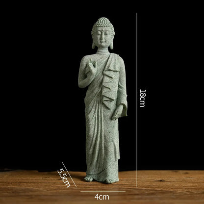 Estátua de Buda Premium em Arenito Verde