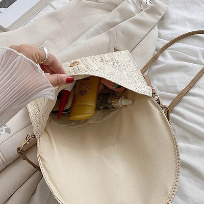 Summer Beach Straw Clutch Bag Cute Ball Pendant Crossbody Bag for Women Travel Shoulder Bags Purse Ladies Casual Bags Wicker Bag - Aloha Spirit Store