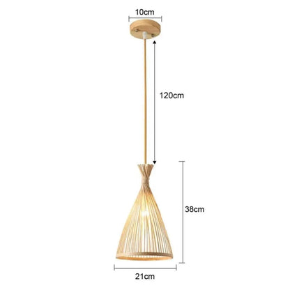 Luminária Pendente Premium em Bambu e Rattan Trançada à Mão