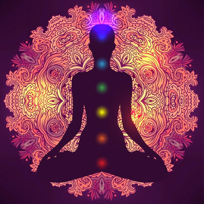 Quadro Premium Buda Indiano em Meditação com os 7 Chakras
