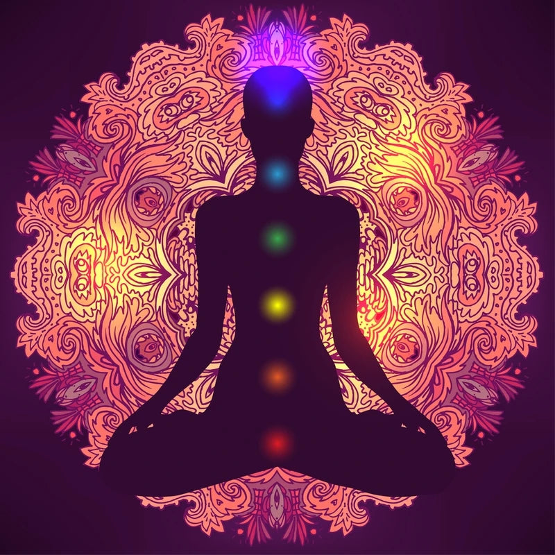 Quadro Premium Buda Indiano em Meditação com os 7 Chakras