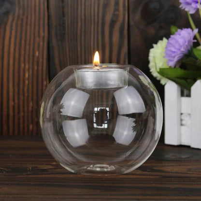 Porta-Velas de Vidro Redondo Premium Estilo Europeu