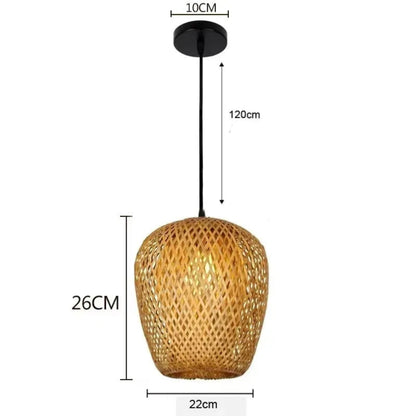 Luminária Pendente Premium em Bambu e Rattan Trançada à Mão