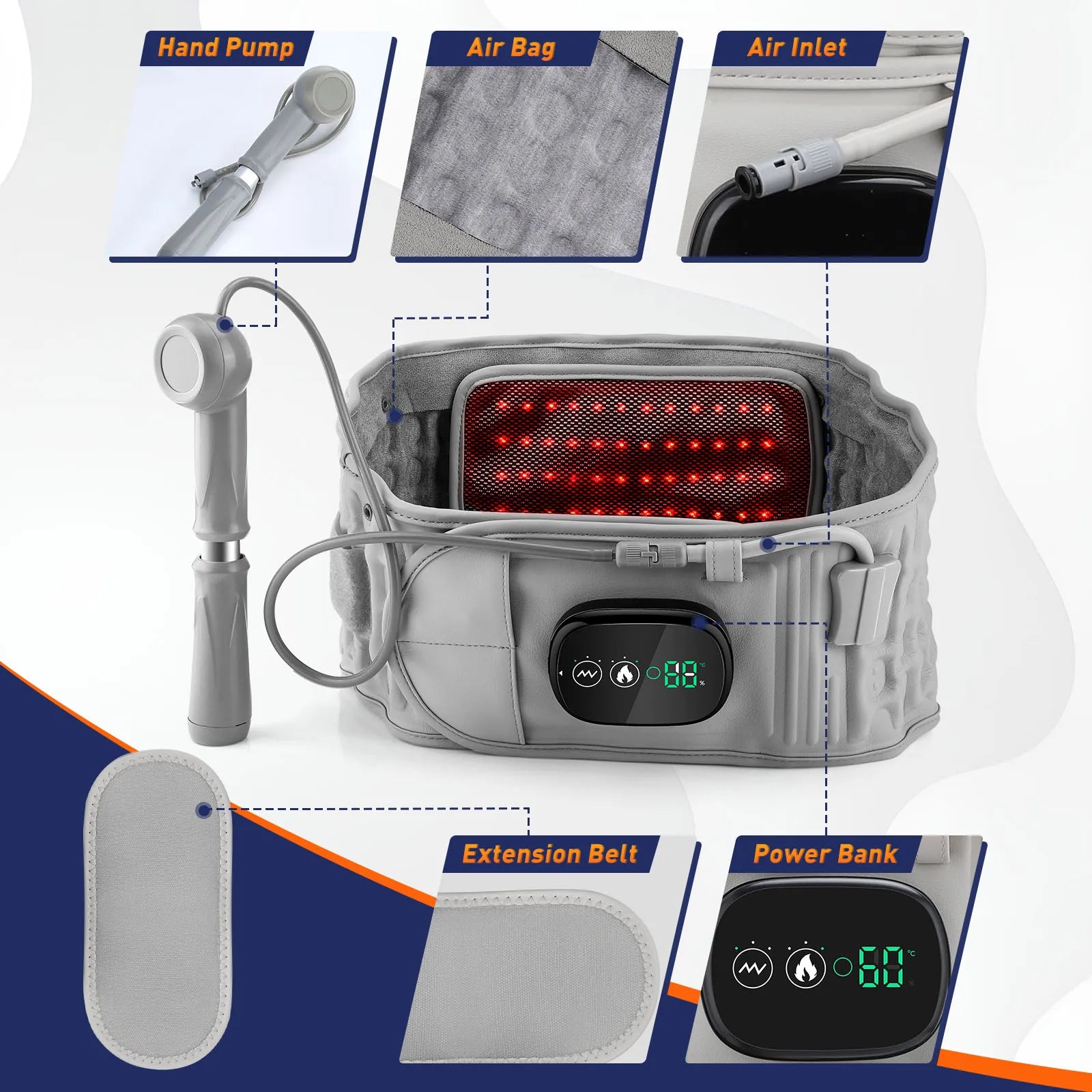 Cinto Massageador Aquecido Premium para Lombar