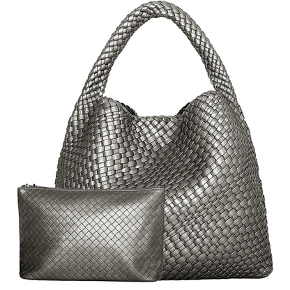 Bolsa Tote Trançada Feminina Premium Grande com Couro Macio