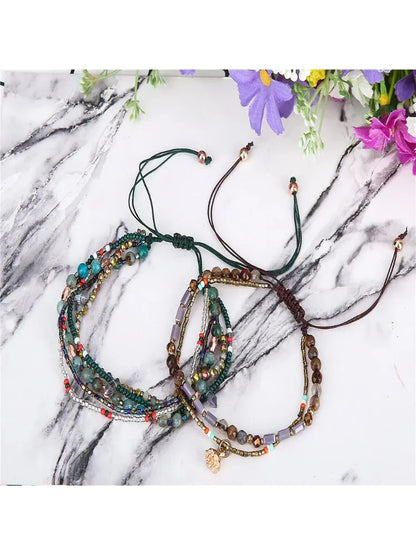 Pulseira Mini Boho Premium de Miçangas Multicamadas