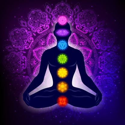 Quadro Premium Buda Indiano em Meditação com os 7 Chakras