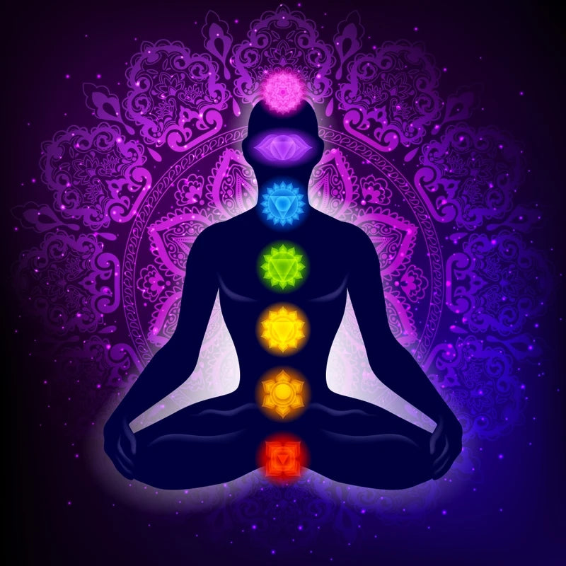 Quadro Premium Buda Indiano em Meditação com os 7 Chakras