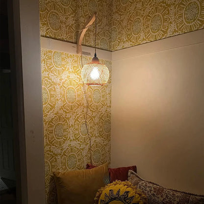 Luminária de Parede Premium em Bambu e Rattan Natural
