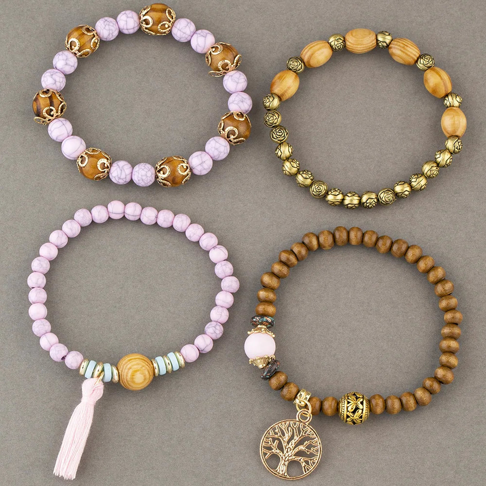 Conjunto Premium de Pulseiras Boho Árvore da Vida