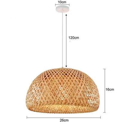 Luminária Pendente Premium em Bambu e Rattan Trançada à Mão