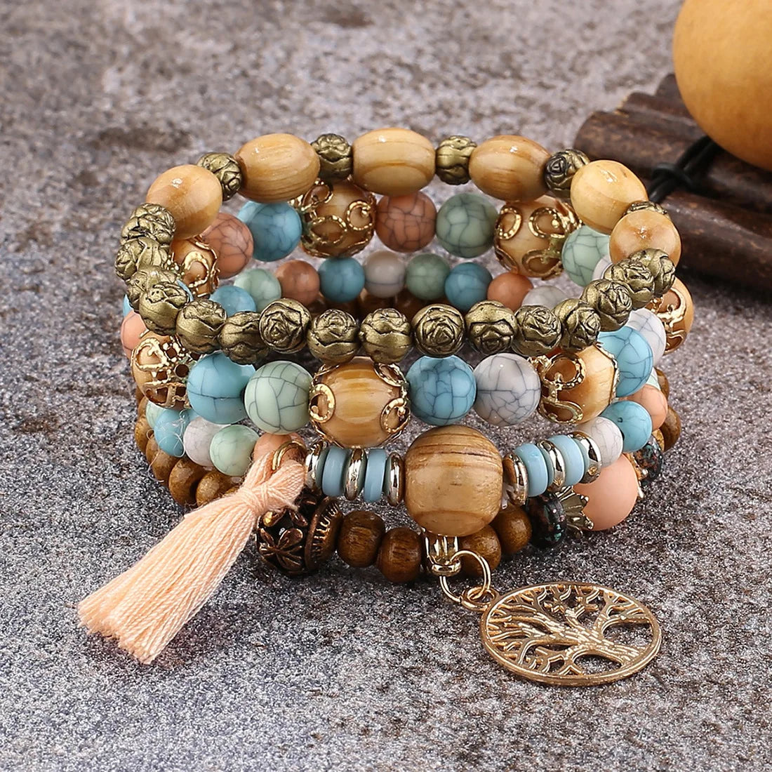Conjunto Premium de Pulseiras Boho Árvore da Vida