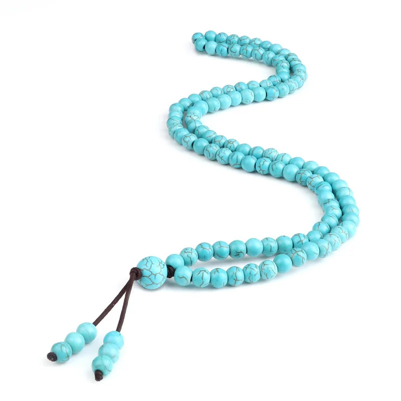 Colar Mala Premium com 108 Contas de Pedra de Lava Negra Natural