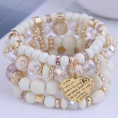 Conjunto Premium com 4 Pulseiras Boho de Cristal