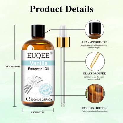 Óleo Essencial Premium EUQEE 100ml para Difusor de Varetas e Umidificador
