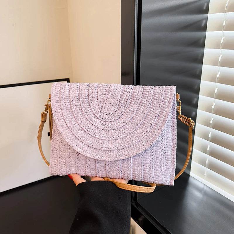 Summer Beach Straw Clutch Bag Cute Crossbody Bag for Women Travel Shoulder Bags Purse Ladies Casual Wicker Handbags - Aloha Spirit Store