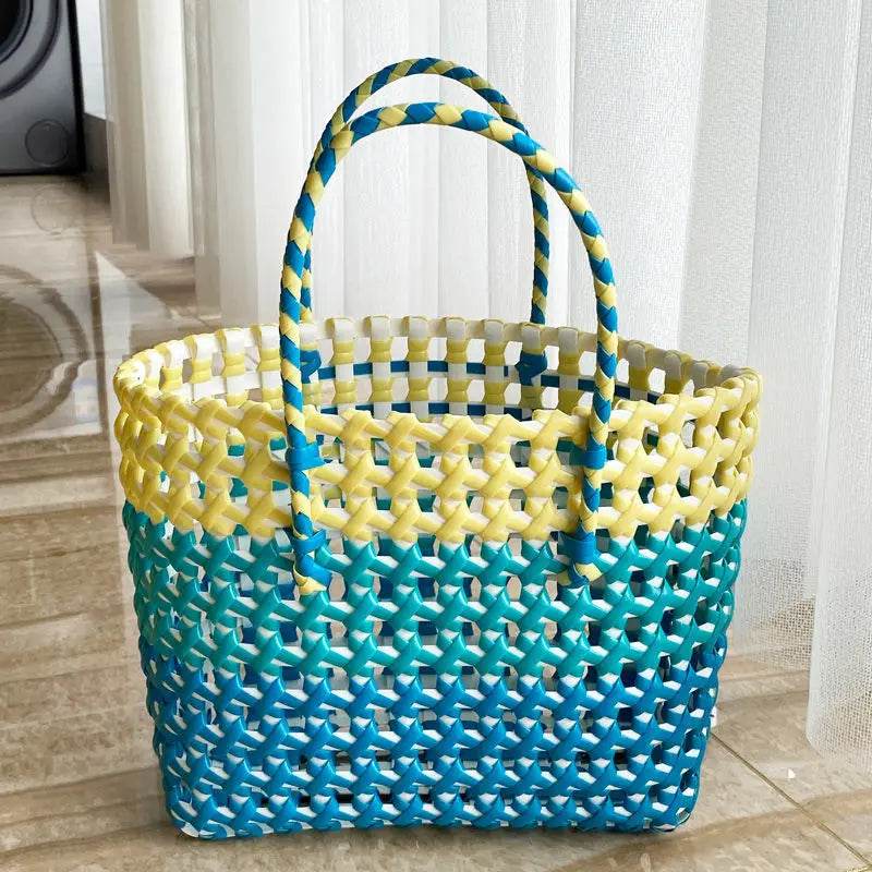 Ins Fashion Handmade Woven Large Capacity Bag Storage Basket Shopping Basket the Beach Bag Portable Vegetable Basket - Aloha Spirit Store