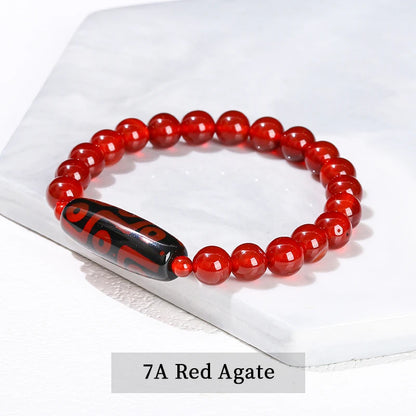 Pulseira Tibetana Premium JD com Ágata Dzi de Nove Olhos Verde Natural