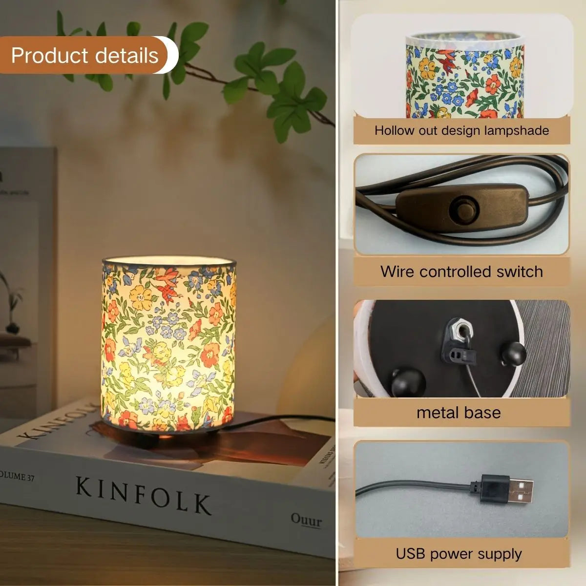 Luminária de Mesa Minimalista Premium em Tecido com USB